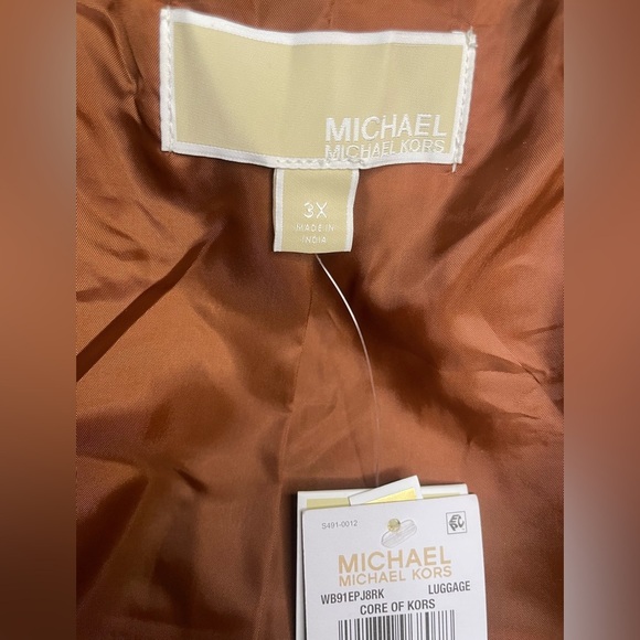 NWT,‎ Michael Kors Women’s Luggage Brown all Leather Moto Jacket, plus size 3X - Picture 6 of 7